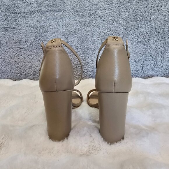 Sam Edelman Yaro Ankle Strap Dress Sandal Heel Classic Nude Leather Womens US 10 - Picture 5 of 11